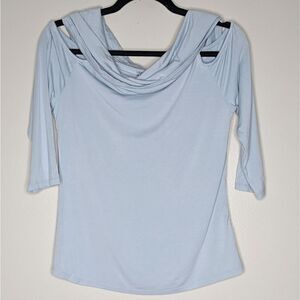 Lisa Rinna Baby Blue Cold Shoulder Missy Top XS